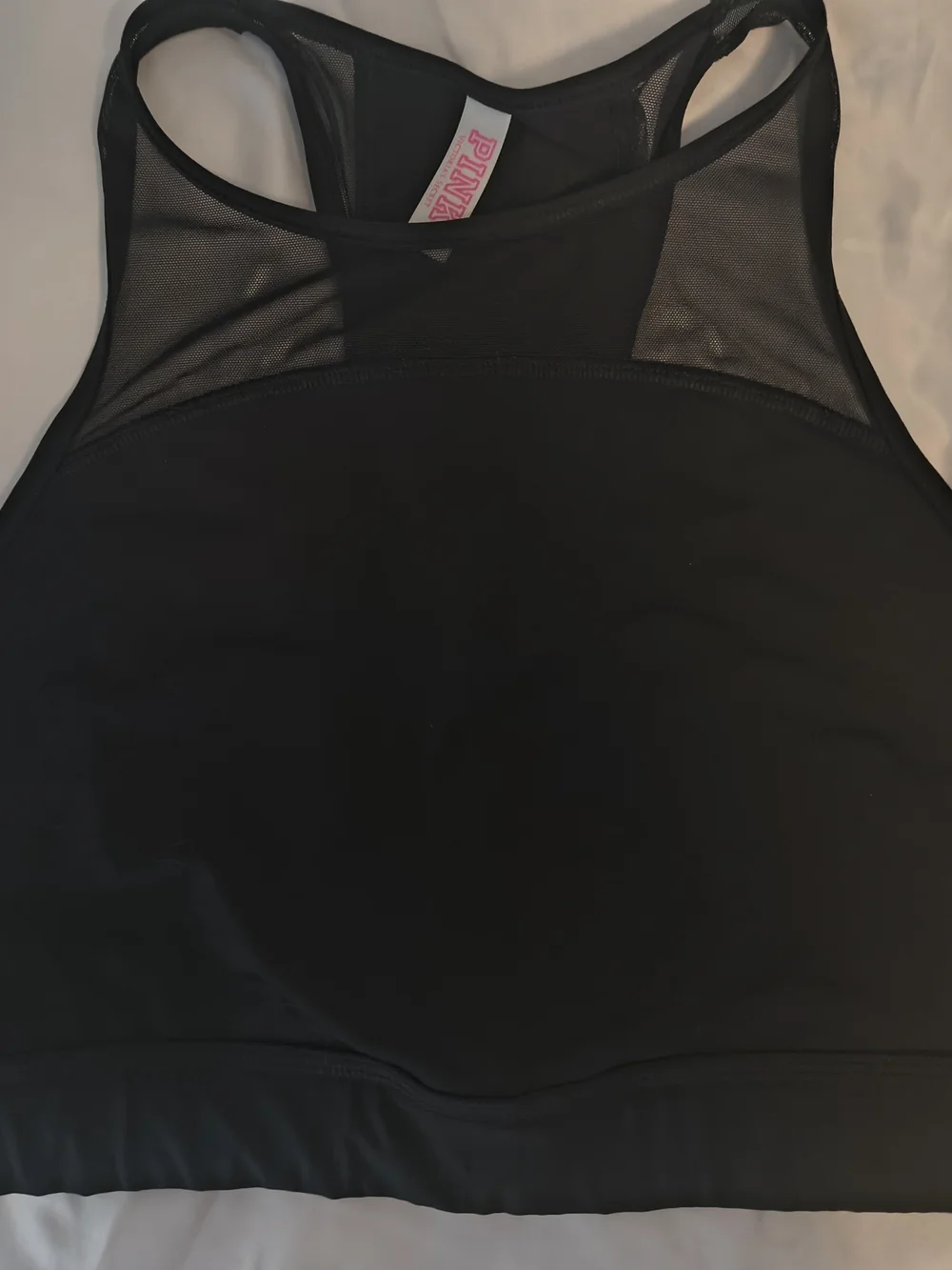 PINK Victoria's Secret Black Racerback Sports Bra with Mesh Panels